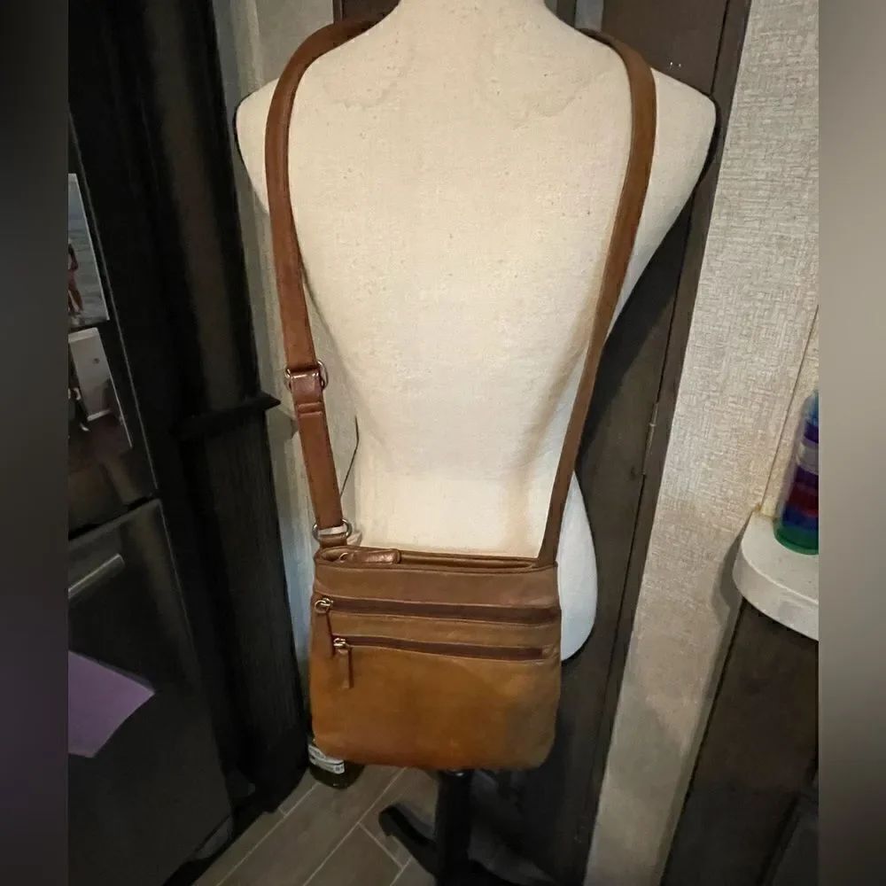 Mori Brown Leather Crossbody Purse